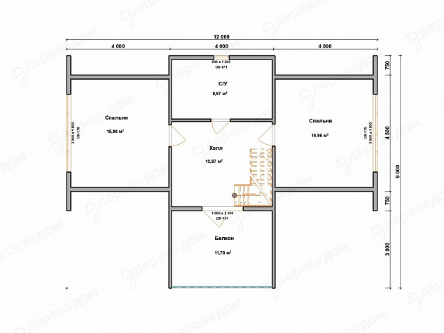 Каркасный дом 12х6 «Байкал 23»